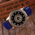 thumbnail image 3 of Reloj de cuarzo con banda de cuero de PU a la moda, reloj femenino con diamantes de imitación y esfera redonda grande (azul), 3 of 5