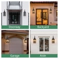 thumbnail image 3 of 23" 2-Pack Outdoor Wall Lantern Sconces, Vintage Black Metal Exterior Lighting Fixtures with Clear Seeded Glass for Porch, Patio, Garden (Bulbs Not Included), 3 of 10