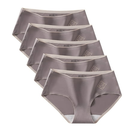 

Pxiakgy lingerie for women Women s Thin Briefs In Solid Color With Non Mid Waist Underwear 5PC Coffee + M