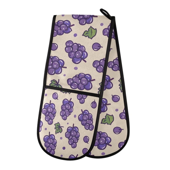 Heat-Insulating Gloves Two-Way Gloves Double Mitt Oven Mitts Suitable for Kitchen Ovens and Microwave Ovens Purple Grape