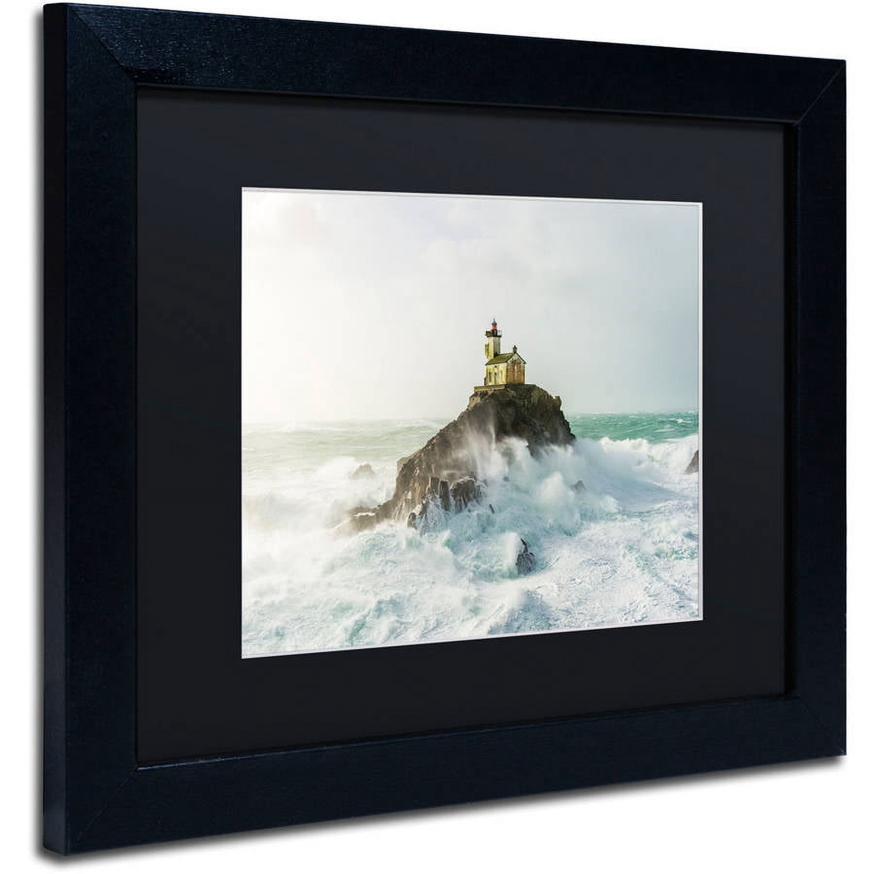 Trademark Fine Art "Haunted Lighthouse in the Storm" Canvas Art by Mathieu Rivrin, Black Matte, Black Frame