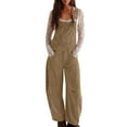 thumbnail image 2 of Valentines Day SEMPAI Corduroy Overalls For Women Barrel Wide Leg Bib Corduroy Pants Women Adjustable Romper Jumpsuit With Pockets Clearance, 2 of 7