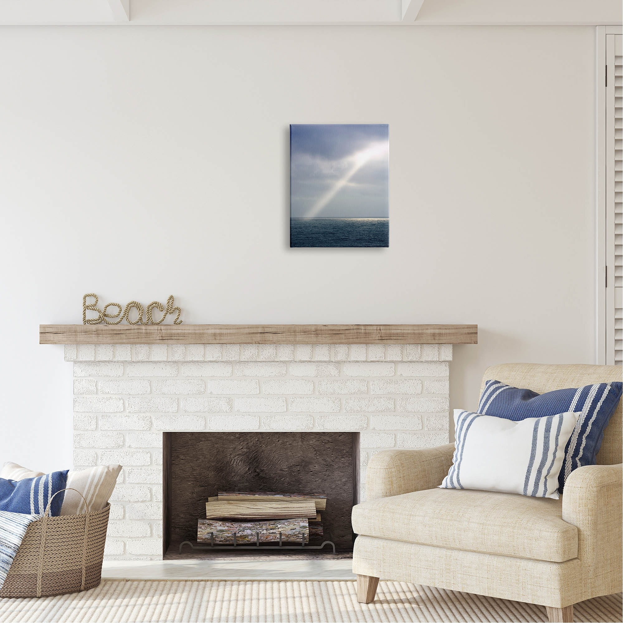 Stupell Industries Sun Rays Shining Ocean Clouds Coastal Photography Gallery Wrapped Canvas Print Wall Art