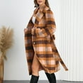 thumbnail image 5 of YHAJDS Women Fall Winter Casual Coat,Women's Fall Winter Plaid Wool Loose Warm Long Sleeve Lapel Long Coat Outerwear, 5 of 5