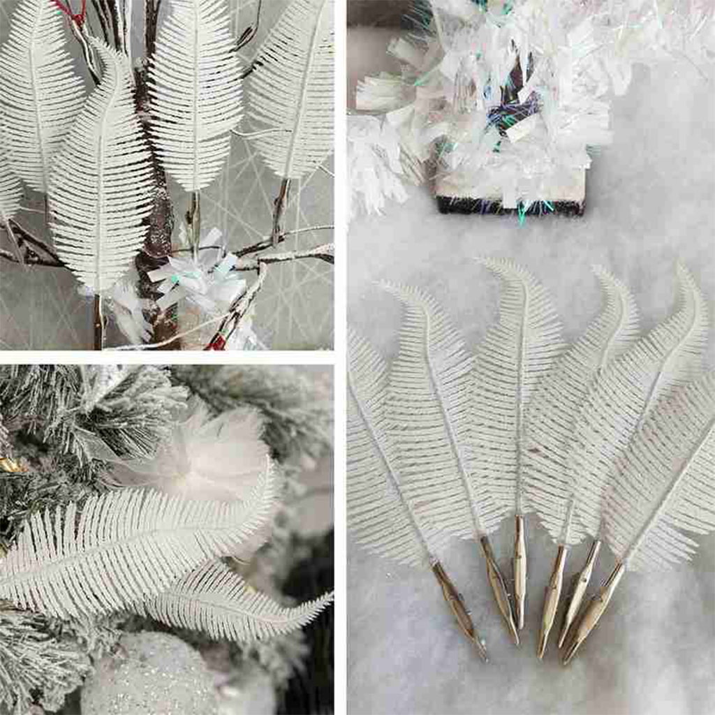 Any Occasion Home Decorations Decor Clip On Feathers Glittered 6x Gold 22cm 