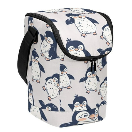 

Anna Cowper Stand-up Picnic Bag for Women/Men Travel Shopper Large Capacity Food Delivery Bag Handbag Insulation Bag Playing Penguin