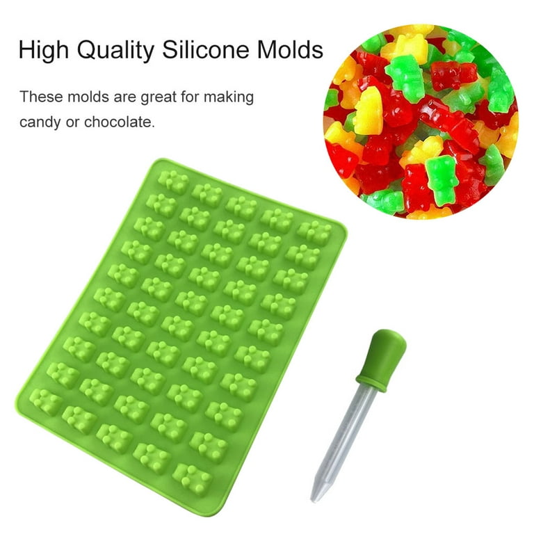 3 Pieces Candy Mold Silicone Gummy Bear Molds Silicone Molds With Pipettes  For Gummy Bears, Jelly, Chocolate, Halloween Christmas Candy (blue, Red, Gr