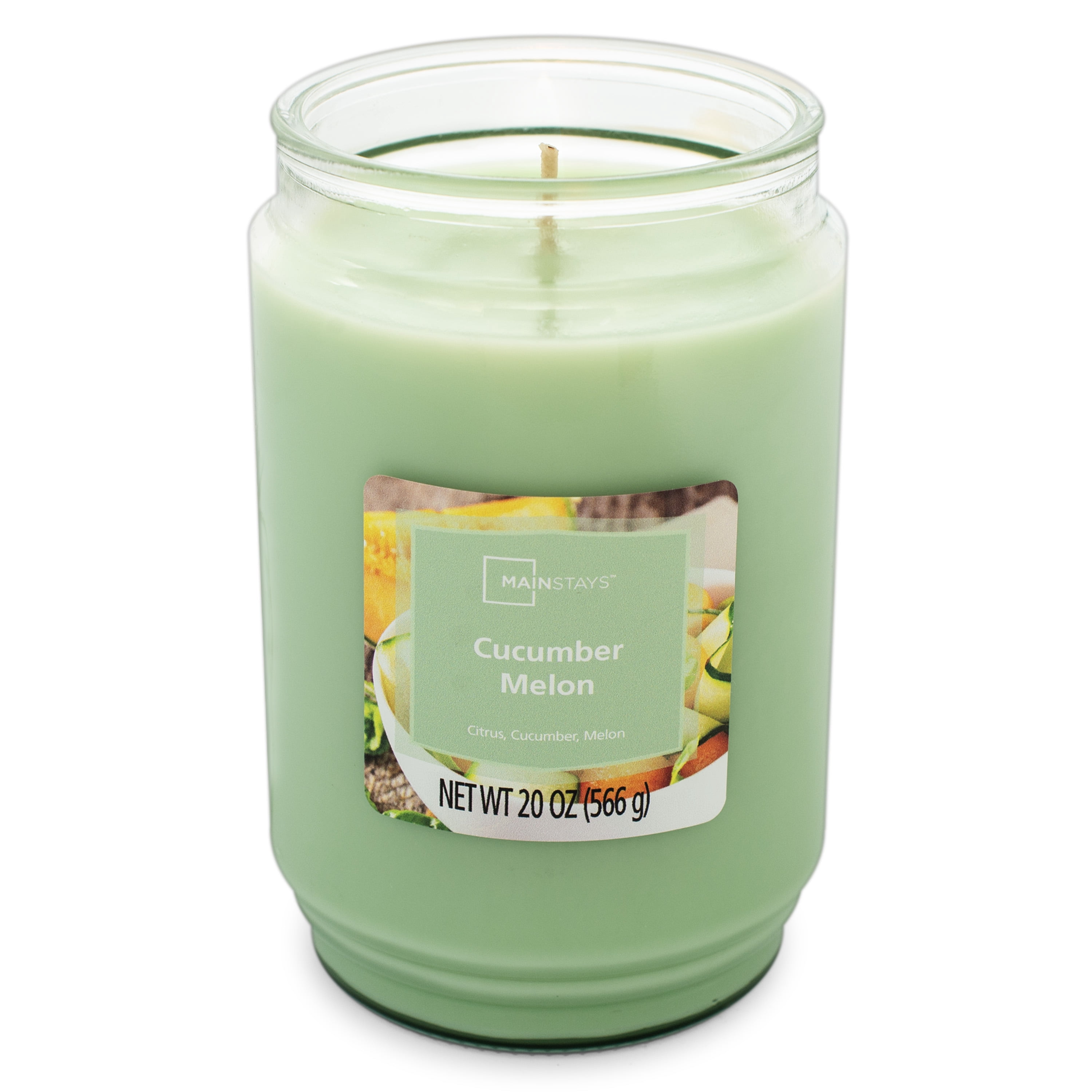Mainstays Cucumber Melon Scented 1-Wick Glass Jar Candle, 20 oz