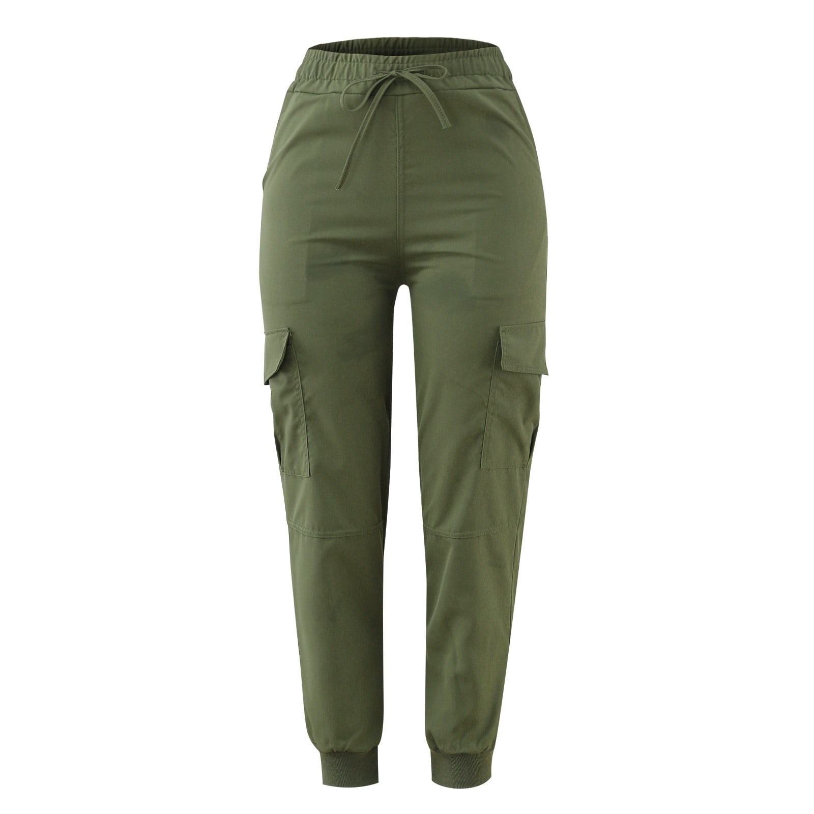 TODAYFUL★Drawstring Cargo Pants NAFUU Women's Cargo Pants Solid Color Elastic Waist