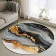 thumbnail image 2 of Black Golden 3ft Area Rug, Marble Aesthetics Modern Ink Painted Washable Non-Slip Small Round Rugs for Entryway Bedroom Kitchen, Soft Circle Carpet for Dining Room, Playroom Nursery Rug, 2 of 9