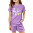 thumbnail image 4 of Baby Girl Easter Outfit Easter Printed Short Sleeve Top and Shorts 2Pcs Set Baby Outfits Girl Purple 7-8 Years, 4 of 4