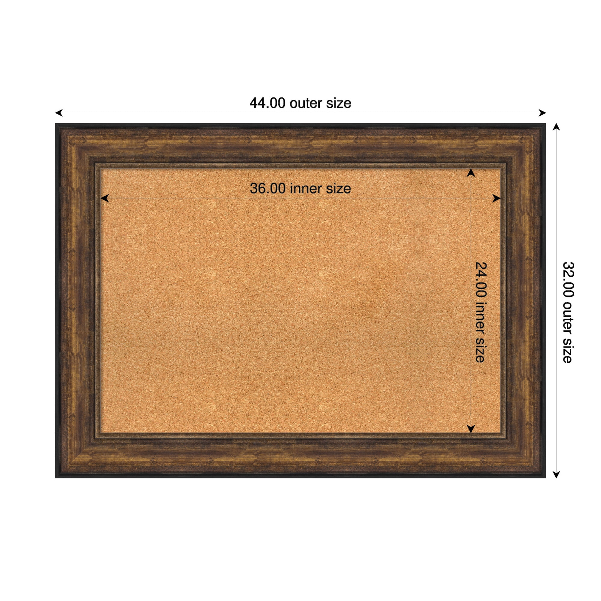 Amanti Art Natural Cork Board Framed Ballroom Bronze Bulletin Board 44 in. x 32 in.