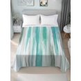 thumbnail image 2 of Twin Size Flat Sheet Only, Turquoise Gray Soft Brushed Microfiber Bed Sheets, Farmhouse Abstract Gradient Aesthetic Hotel Quality Breathable Bedding Top Sheet, Easy Care, 66"x96", 2 of 9