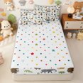 thumbnail image 4 of Erosebridal Jungle Giraffe Animal Zipper Full Size Comforter Sets with Fitted Sheet and 2 Pillowcases for Boys Men, Tropical Foliage Print Zipper Bedding Set, Polkadot Reversible, 4pcs, 4 of 7
