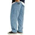 thumbnail image 2 of Domuza Corduroy Pants for Men Wide-Leg Stretch Waist Drawstring Lounge Sweatpants Casual Trendy Relaxed Fit Solid Color Pants with Pockets Sky Blue XL, 2 of 3
