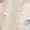 thumbnail image 6 of ibuvkizy Girls Sweaters!1-8 Years Girls' Fashion Embroidered Flower Loose Button Round Neck Long Sleeved Casual Cardigan Sweaters,Beige, 6 of 8