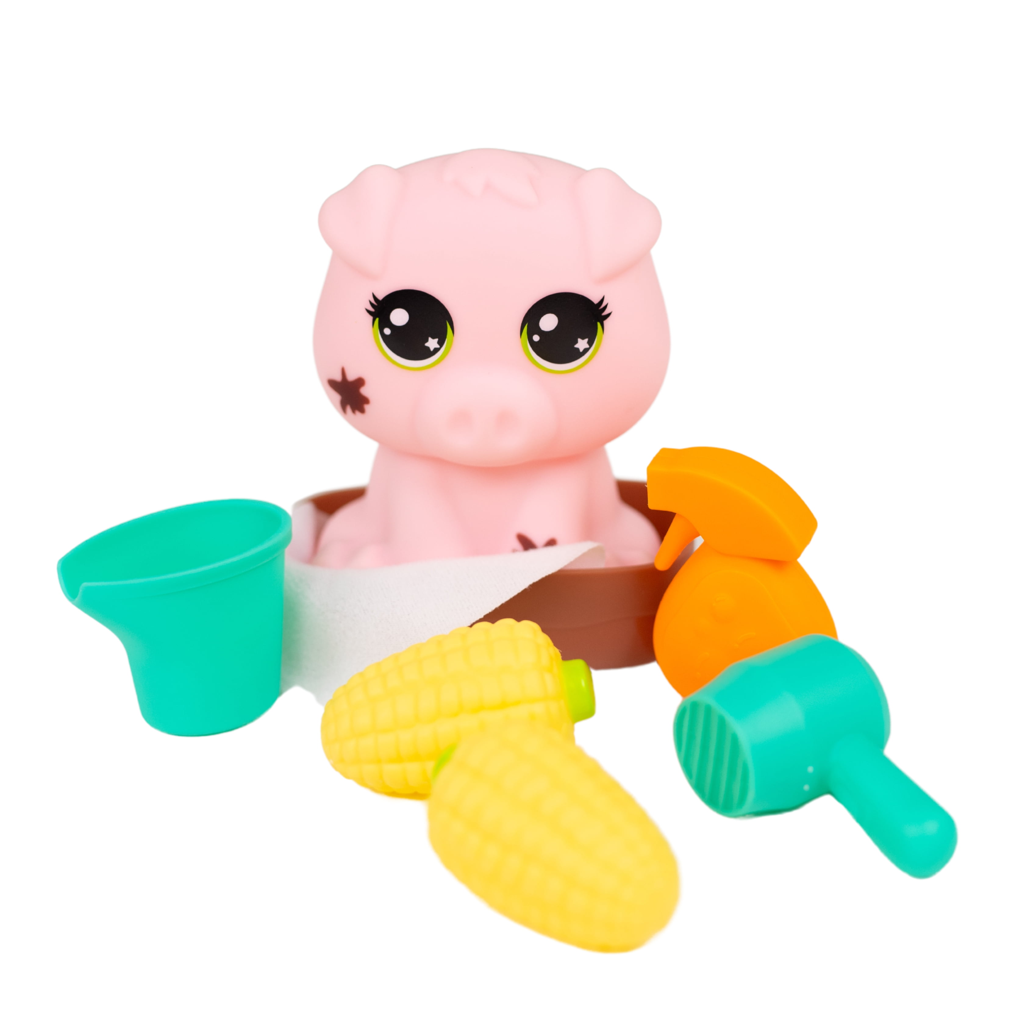 Kid Connection Mini Pet Pig Water Play Set with Color Changing Feature, 8 Pieces, Toddler Toys, Pink Color