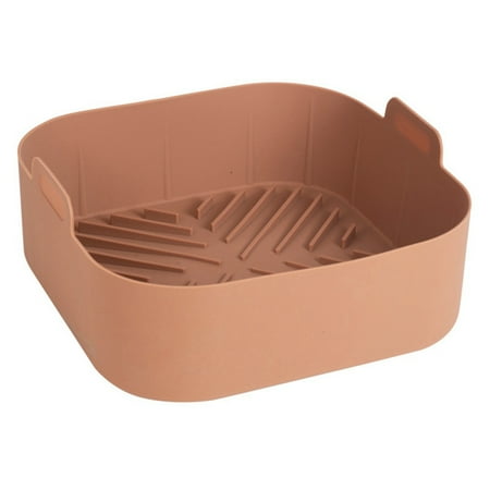 

Reusable Airfryer Silicone Basket Oven Baking Tray Fried Pizza Chicken Basket Easy To Clean Khaki