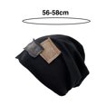thumbnail image 6 of dianhelloya Men Fall Winter Hat Knitted Color Matching Patch Decor High Elastic Dome Anti-slip Regular Fit Soft Warm No Brim Windproof Warm Unisex Winter Cap Adult Beanie Dark Gray, 6 of 8