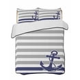 thumbnail image 2 of Anchor Gray Twin XL Size Down Alternative Comforter, Lightweight Comforter Quilt Bedding Set with Pillow Shams Modern Navy Blue White Striped Nautical All Seasons Bed Comforter Duvet Insert 68"x98", 2 of 7