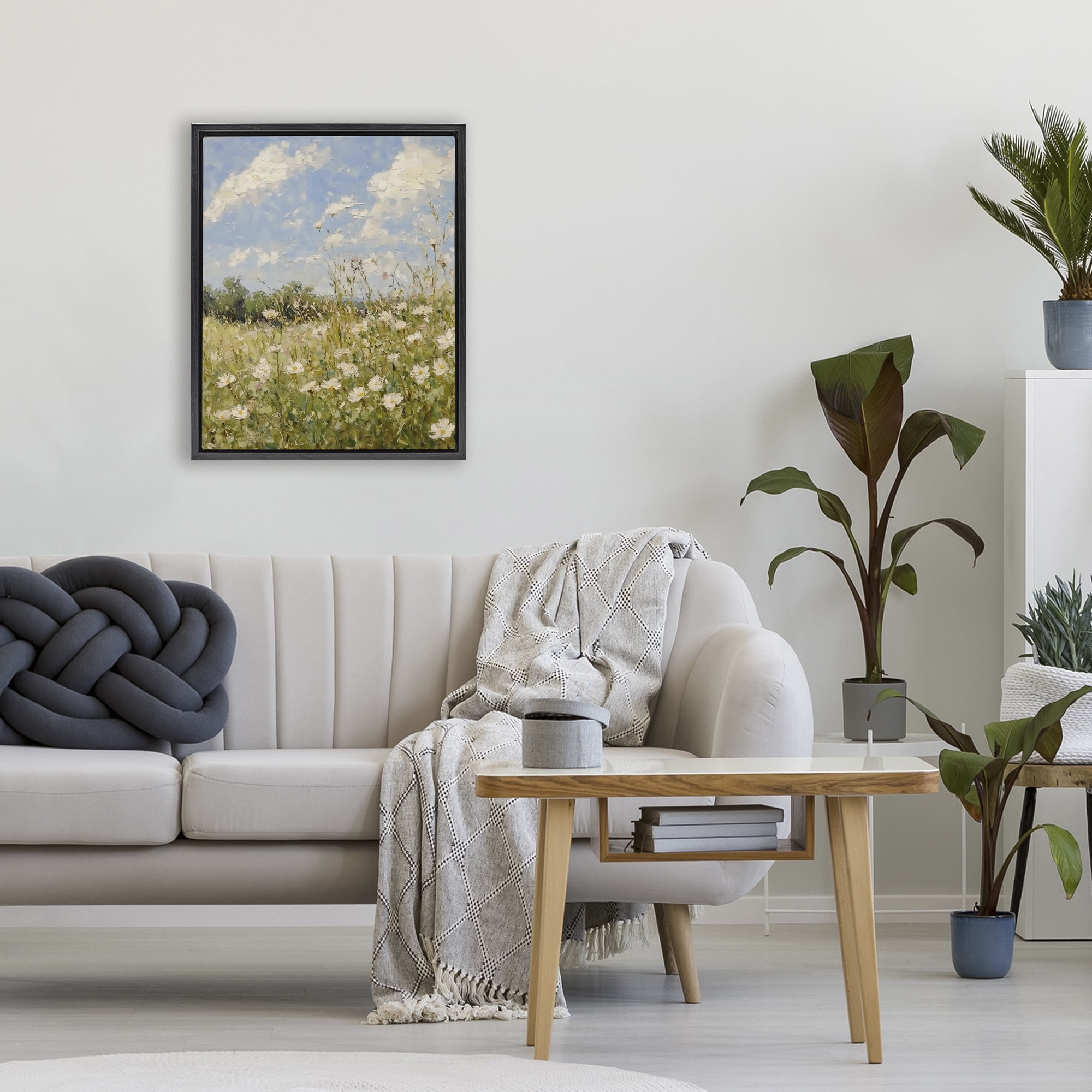Stupell Industries Wildflower Field Beneath Blue Sky Black Framed Floater Canvas Wall Art, design by LSR Design Studio