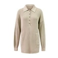 thumbnail image 5 of Lilgiuy Women's Solid Color Casual Button Knit Medium Long Coat Sweater Casual V-neck Women for Beach Hawaiian, 5 of 5