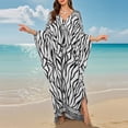 thumbnail image 5 of Women's Plus Size Swimwear Cover Ups Leopard Print Long Sleeve V Neck Beach Dress Lightweight Quick Dry Comfy Bathing Suits, 5 of 6