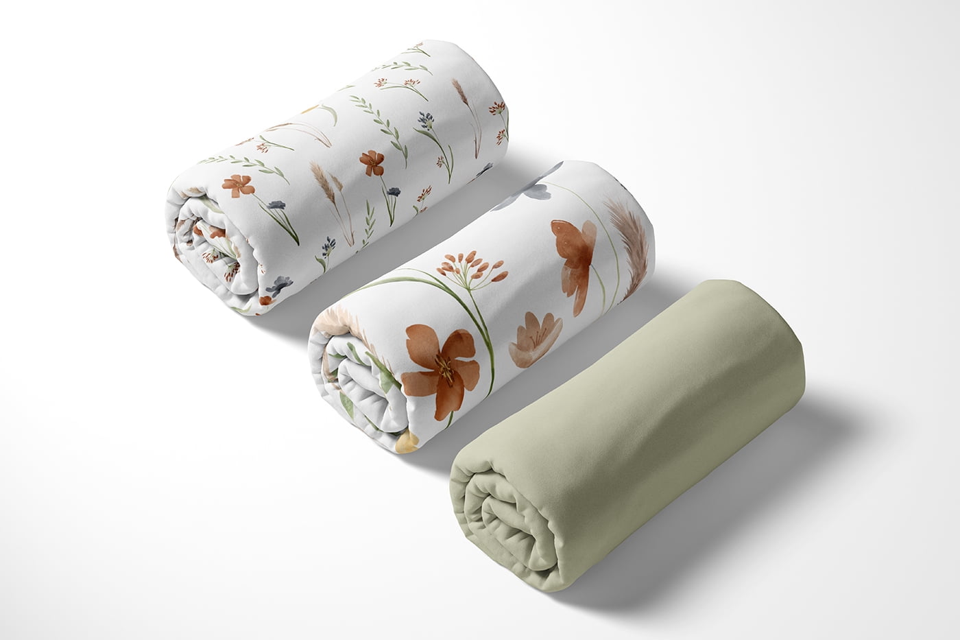 Sweet Jojo Designs Watercolor Floral Garden Sage Green Girl Fitted Crib Sheets Set 3 Piece