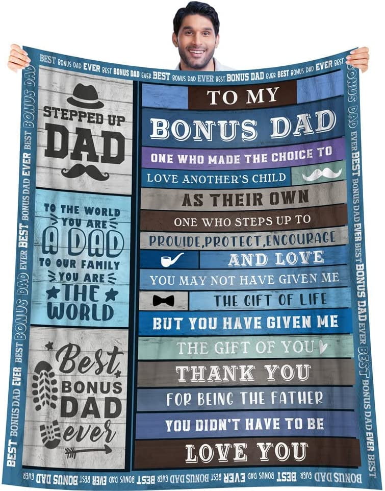 Best Bonus Dad Blanket Gifts From Daughter Son In Law Step Dad Fathers Day  Birthday Gifts | To Bonus Dad Gifts | Christmas Bday Presents For Father In  Law Throw Blanket 60\U201D