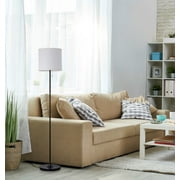 Mainstays Classic 56.5 Black Finish Shaded Floor Lamp with White Fabric Shade, Adult Use.