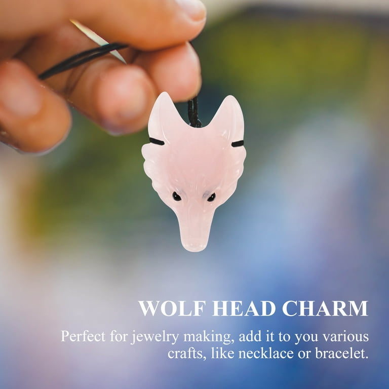 Crystal Engraved Wolf Head Animals Charm Number Necklace Amethyst
