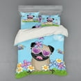 thumbnail image 2 of Ambesonne Pug Bedding Set 3 Pcs, Puppy on the Field Flowers, Twin XL, Sky Blue Multicolor, 2 of 3