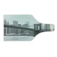 thumbnail image 2 of Landscape Cutting Board, Photo of Brooklyn Bridge over East River and Tall Buildings Skylines at the Back, Tempered Glass Cutting and Serving Board, Wine Bottle Shape, Grey White, by Ambesonne, 2 of 5