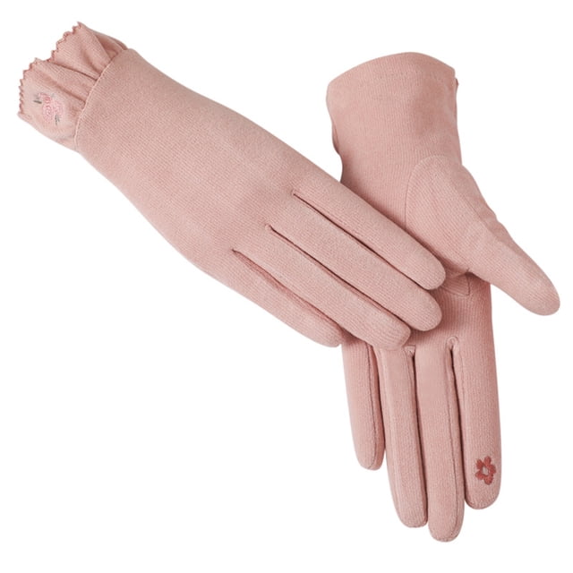 Minnieouse Guantes de moda Calefacción, Mujeres Invierno Aire libre Manoplas Dedos divididos Conducción peluda Ciclismo Pantalla táctil Protección guantes y mitones Rosa palido Minnieouse AP014261-05