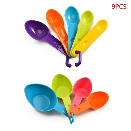 

BYDOT 9pcs Colorful Kitchen Measuring Spoon Cup Coffee Sugar Flour Teaspoon with Scale DIY Cake Baking Tools