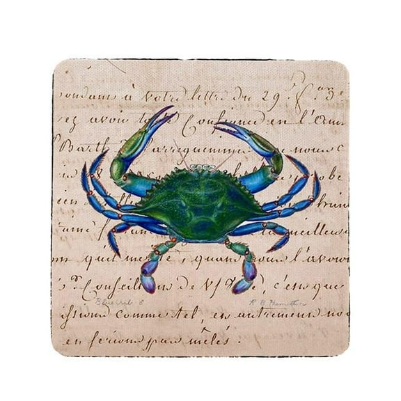 Betsy Drake  Male Blue Script Crab Coaster - Set of 4
