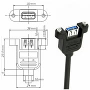 Chenyang Down Angled USB 3.0 Male to Female Type-A Panel Type Header Cable 90 Degree Connector 30cm