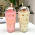 thumbnail image 6 of Water Cup Cartoon Bear Pattern Drinkware Silicone Ice Cream Juice Mug with Straw for Office, 6 of 8