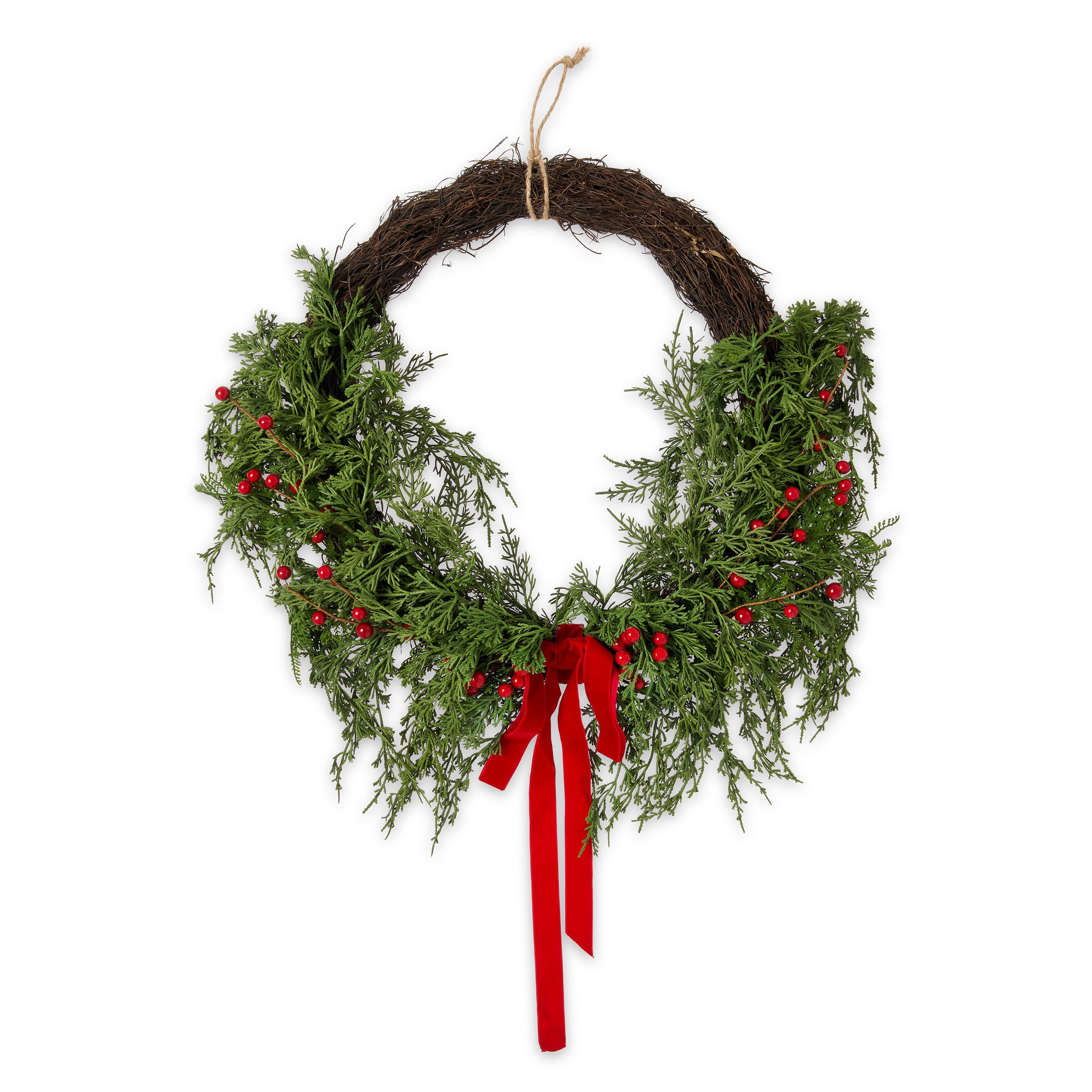 Holiday Time Evergreen Christmas Wreath, 26 Inch - Walmart.com