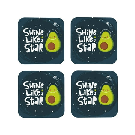 

Fuzoiu Avocado in Space1 Print Leather Coasters Set Drink Coasters Set of 4 for Tabletop Protection Durable PVC Coasters Home Décor and Housewarming Gift-Square