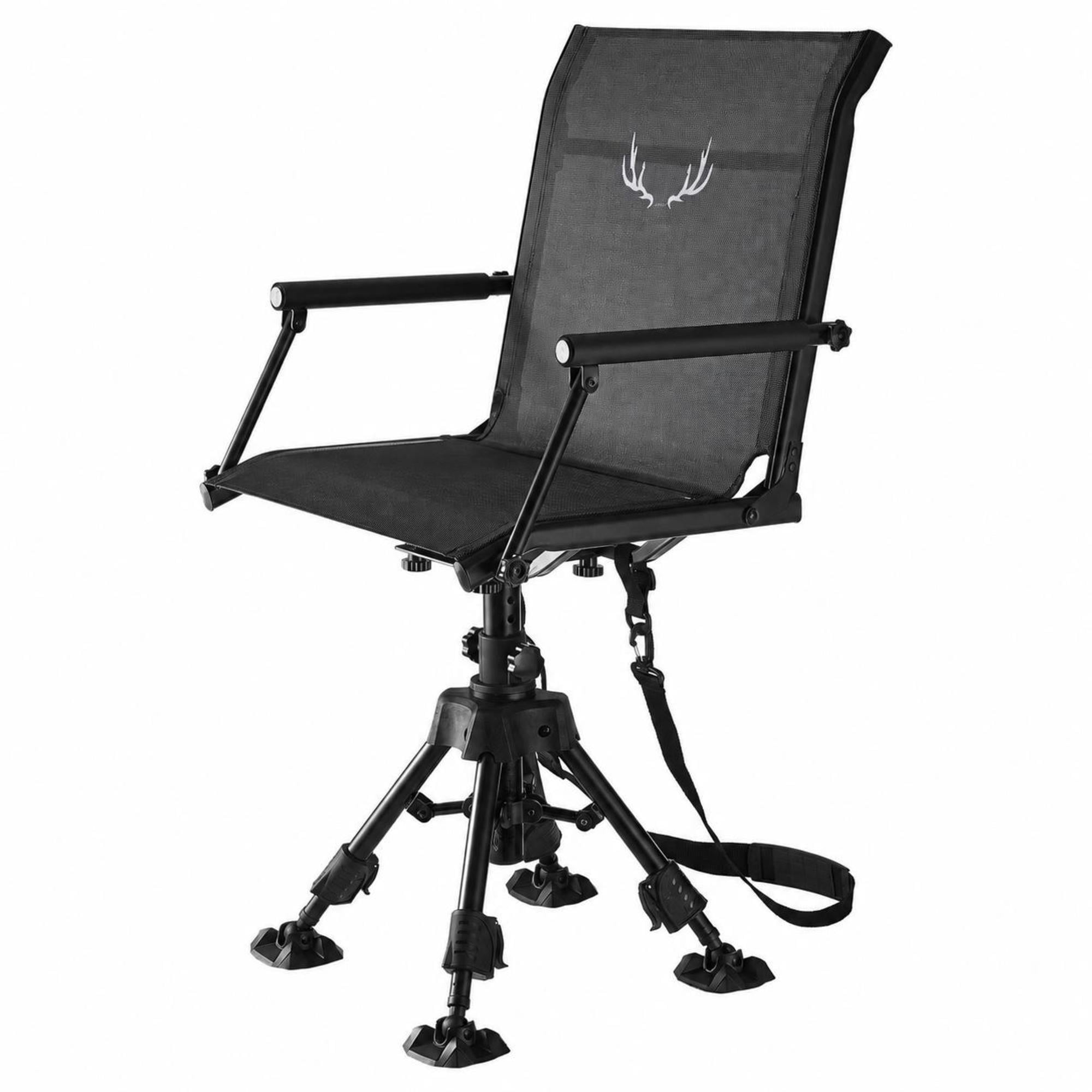 360 Swivel Hunting Chair Height Adjustable Portable Foldable Blind Seat Heavy Duty Steel Frame Ground Stool for Hunting Camping Fishing 350 Lbs