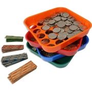 Pen + Gear 4-Color Coded Plastic Coin Sorting Trays with 40 Coin Wrappers