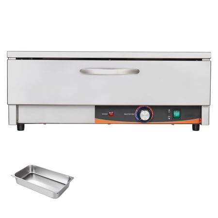 KFFKFF Commercial Electric Drawer Warmer, Single-Drawer Stainless Steel Food Heating Unit, Freestanding Compact Warming Cabinet, Adjustable Temperature Range 85°F–185°F, Ideal for Restaurants, Hotels