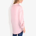 thumbnail image 5 of Women's Long Sleeve Button-Down Shirt with Roll-Up Sleeves and Front Pocket Casual Loose Fit Blouse- Medium, Pink, 5 of 6