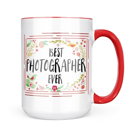

Neonblond Happy Floral Border Photographer Mug gift for Coffee Tea lovers