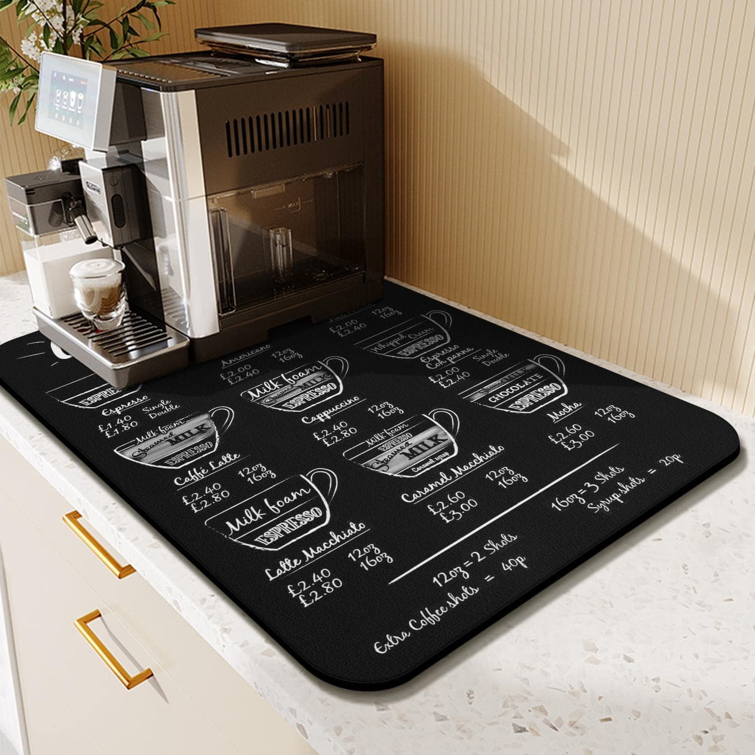 Fun Coffee Mat 23inx15in,Coffee Bar Mat for Countertops,Absorbent Hide Stain Anti-Slip Coffee Bar Accessories Fit Under Coffee Machine Mat,dish Drying Mats for Kitchen
