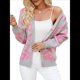 thumbnail image 3 of Cárdigan con Estampado de Leopardo para Mujer, Cuello en V, Larga, Bloque de Color, Suéter con Botones, Prenda Exterior Gris L, 3 of 10
