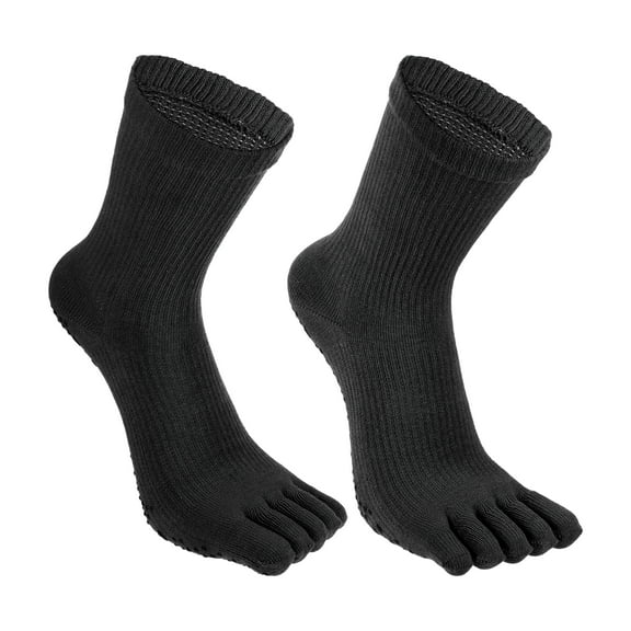 Unique Bargains 1 Pair Full Finger Five Toe Socks Unisex Non Slip Daily Fit Finger Socks Black