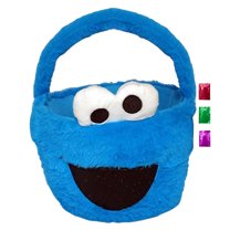 Sesame Street Cookie Monster Plush Easter Basket 1Pc, 10 Inch Soft Blue Basket for Egg Hunt Gift Basket Party Favor Holiday Storage Kids Easter Christmas Birthday Gifts w/ Snoep in Beperkte Oplage