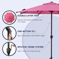 thumbnail image 4 of Abba Patio 9ft Outdoor Patio Umbrella w/ Push Button Tilt and Crank, 8 Ribs, Pink, 4 of 6